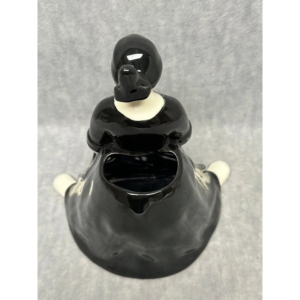 Vintage Dept 56 Peasant Girl Woman Ceramic Planter Black White Figurine